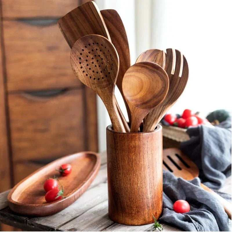 Hommfer – Ensemble de Cuisine Polyvalent en Bois d'Acacia