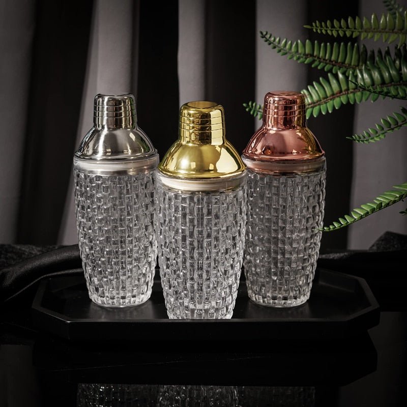 Hommfer – Shaker à Cocktail en Verre et Acier Doré