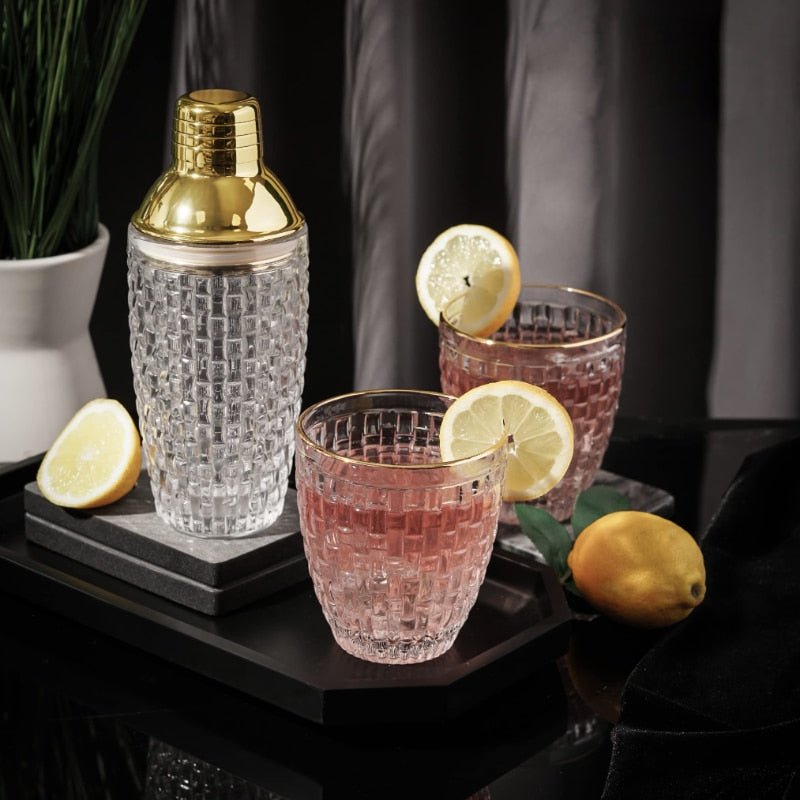Hommfer – Shaker à Cocktail en Verre et Acier Doré