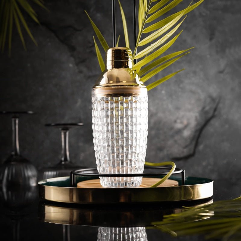 Hommfer – Shaker à Cocktail en Verre et Acier Doré